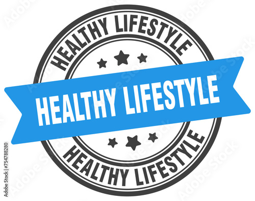 healthy lifestyle stamp. healthy lifestyle label on transparent background. round sign