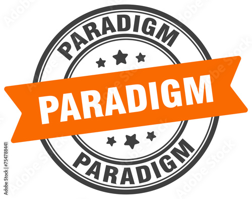 paradigm stamp. paradigm label on transparent background. round sign