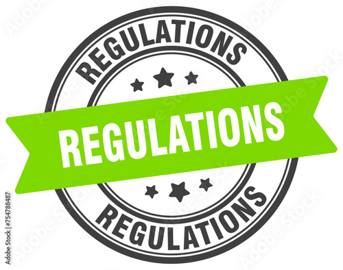 regulations stamp. regulations label on transparent background. round sign
