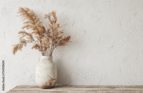 White Vase on Wooden Table
