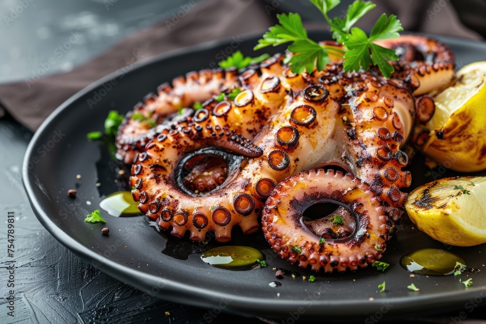 Traditional food, octopus is served in an interesting way and looks delicious. Generate AI image Traditional food, octopus is served in an interesting way and looks delicious. Generate AI image
