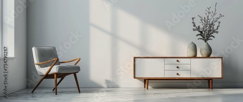 White Room With Chair and Dresser