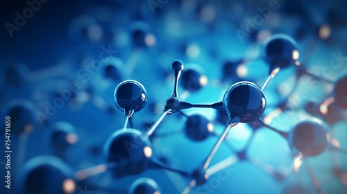Abstract background imagery featuring nanotechnology atom and molecule themes.