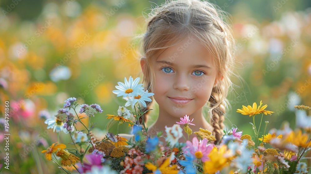 Woman Standing in Field of Flowers Woman Standing in Field of Flowers