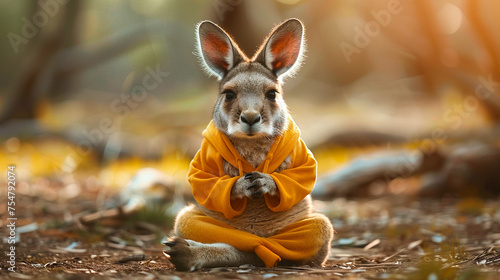 Kangaroo in sportswear leading a fitness class a lively and energetic workout session photo