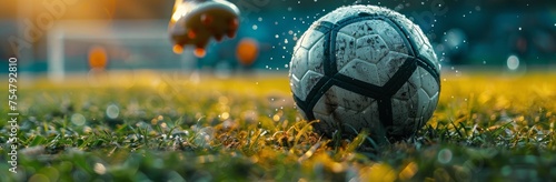 Person Kicking Soccer Ball on Field