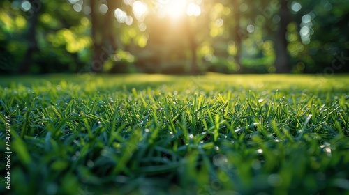 Dewy Grass Field Close-Up