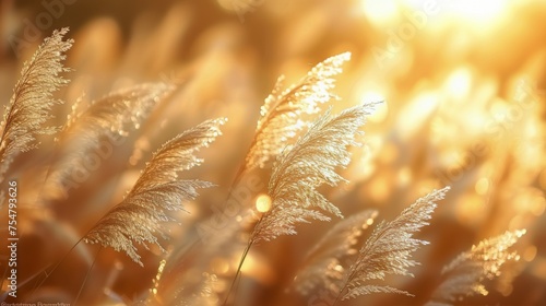Field of Tall Grass With Sun Setting