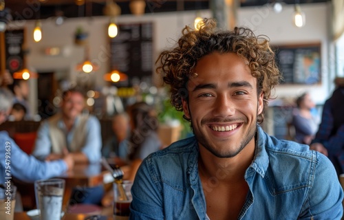 Man Sitting at Table With Coffee