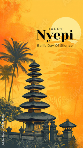 Happy Nyepi Day social media stories bundle template