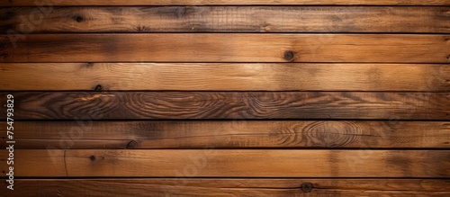 A brown wooden wall constructed out of carefully placed planks and boards, creating a textured background. The individual pieces of wood are visible, showcasing the craftsmanship of the wall.