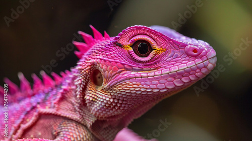 Pink dragen lizard close up