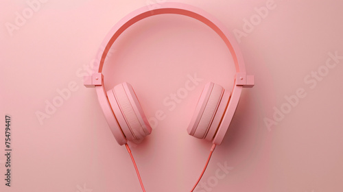 Pink headphones with pink background