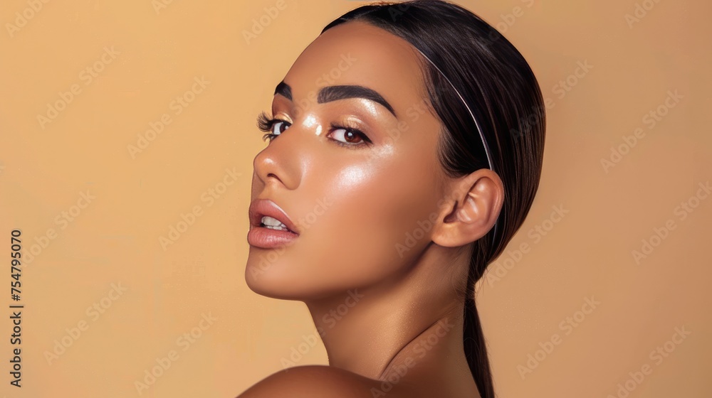 Beauty, hair and cosmetics with portrait of woman in studio for keratin Beauty, hair and cosmetics with portrait of woman in studio for keratin