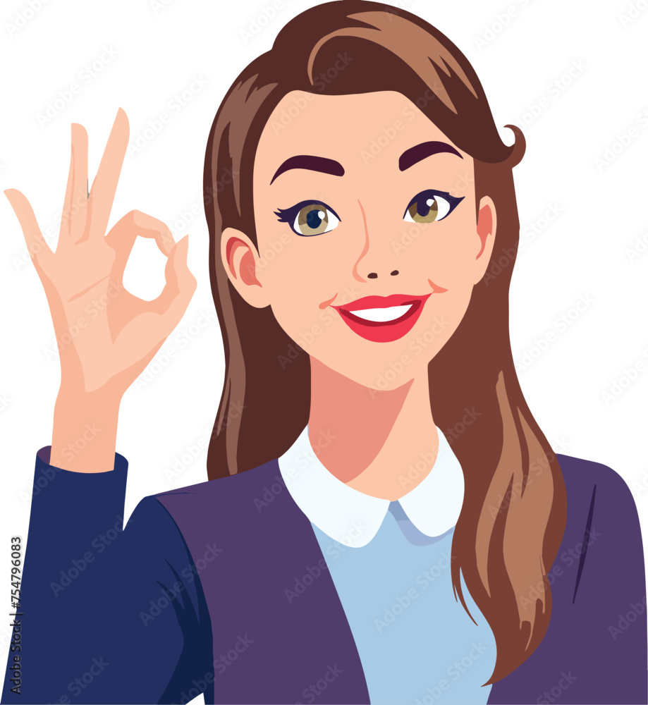 Confident businesswoman making okay gesture Confident businesswoman making okay gesture