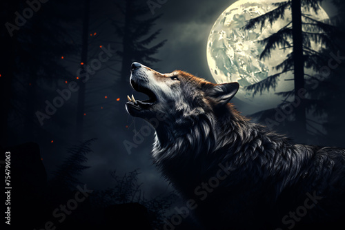 Howling Wolf lunar eclipse background photo