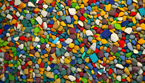 Hintergrund bestehend aus Stein Granulat in verschiedenen Farben, farbige Kieselsteine