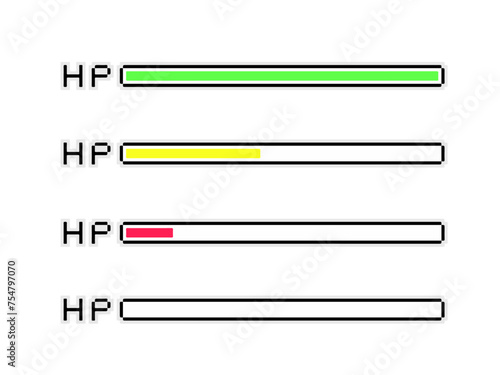 	HP体力のゲージセットドット絵イラスト
