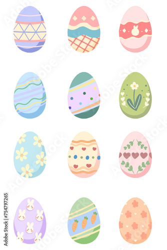 Easter Egg Collection with Vibrant Spring Patterns, Holiday Decorations, and Colorful Floral Designs for a Festive Celebration