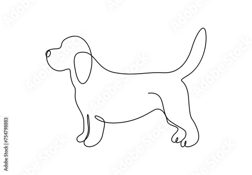  Dog in one continuous line drawing vector illustration. premium vector