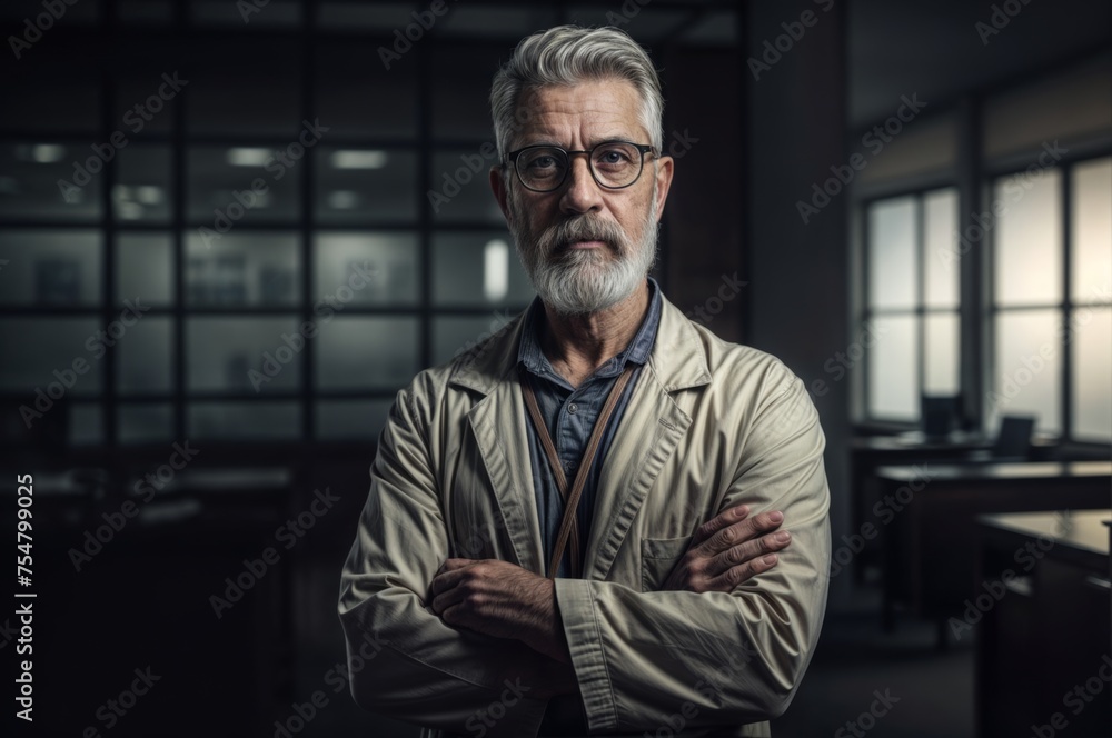 Portrait of a senior man with his arms crossed in the office Portrait of a senior man with his arms crossed in the office