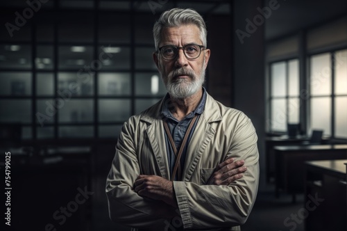 Portrait of a senior man with his arms crossed in the office