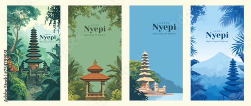 Happy Nyepi Day social media stories bundle template
