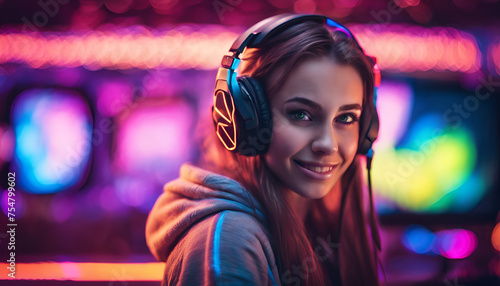 Portrait of the Beautiful Young Pro Gamer Girl