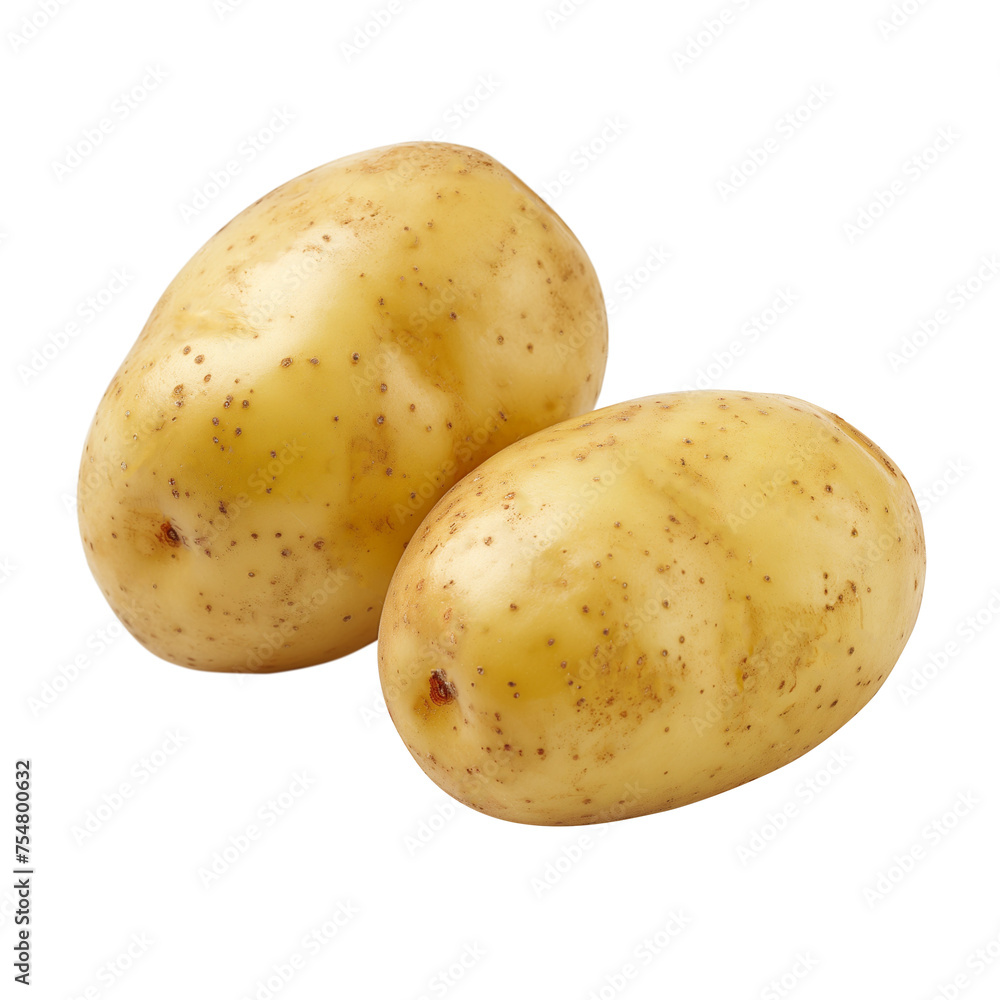 Potatoes isolated on white background, healthy and organic food, AI generated, PNG transparent with shadow Potatoes isolated on white background, healthy and organic food, AI generated, PNG transparent with shadow