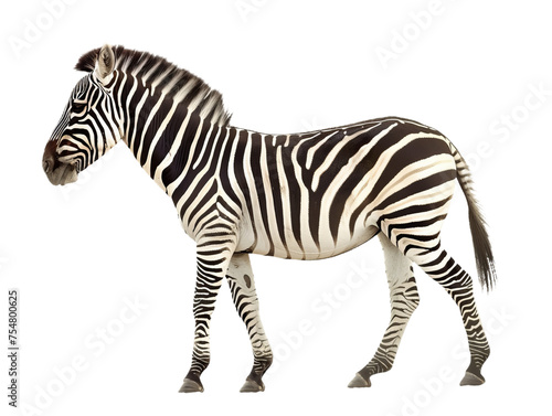 zebra side view  cutout isolated on transparent png background