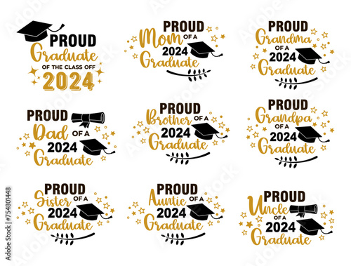 Graduation congratulations at school, university or college . Trendy calligraphy golden glitter inscription