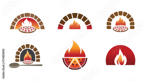 Creative oven shovel pizza collection logo vector icons symbol design illustration