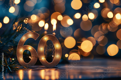 60 anniversary happy birthday letters on background