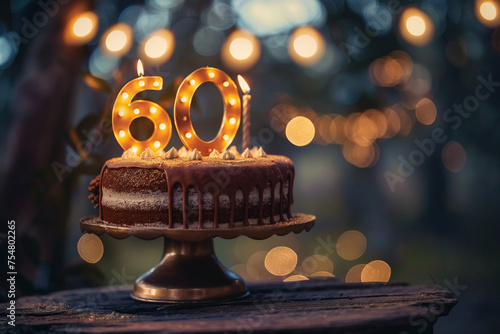 60 anniversary happy birthday letters on background