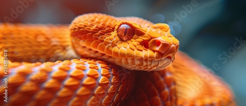  a close up of a snake's head on top of another snake's head with a blurry background.