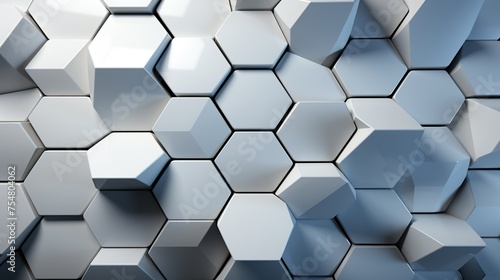 chaotic hexagons. Futuristic background with hexagons in empty space.