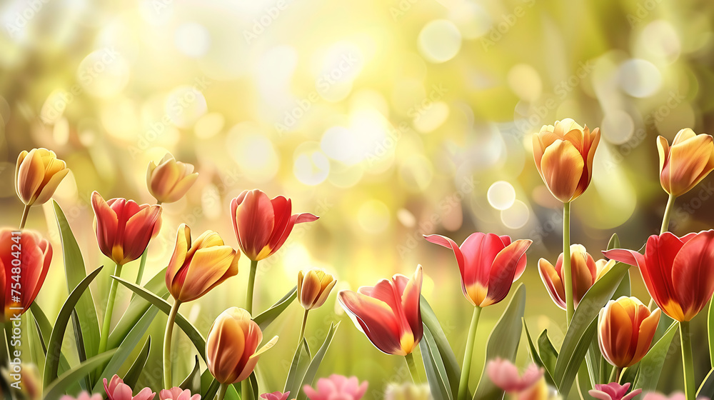 Tulip flowers with bokeh effect. Spring nature background Tulip flowers with bokeh effect. Spring nature background
