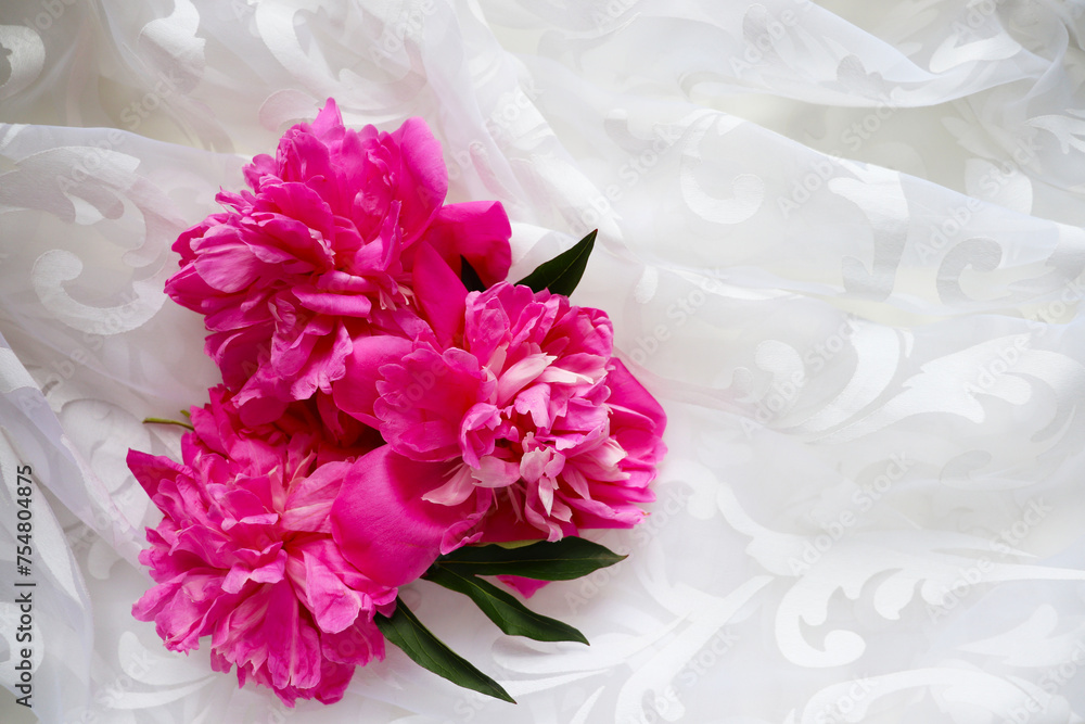 bouquet of peonies and white blank for text bouquet of peonies and white blank for text