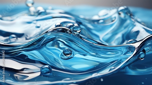 Abstract background of blue wavy liquid.