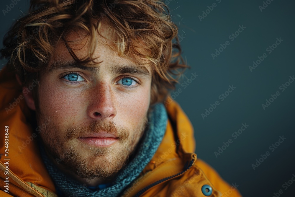 Close Up of Person in Yellow Jacket. Generative AI Close Up of Person in Yellow Jacket. Generative AI