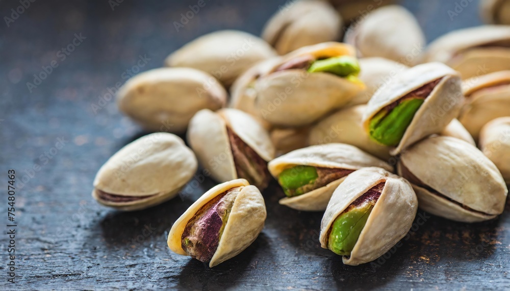 Dry Mix Nuts pistachios on a Dark background selective focus blurry background Dry Mix Nuts pistachios on a Dark background selective focus blurry background
