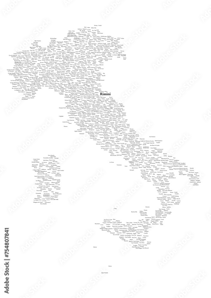 Fototapeta premium A visually striking poster displaying a meticulously labeled map of Rimini, Italy.