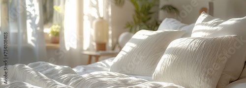 immaculate white bed with cushion