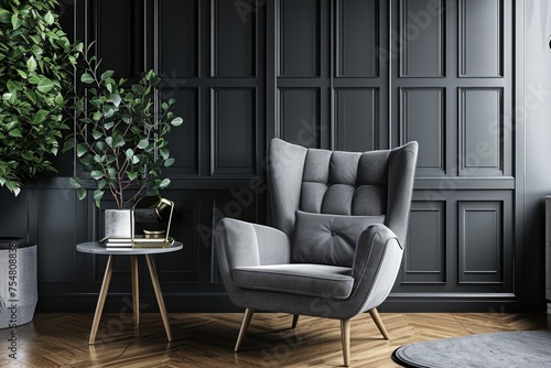 Scandinavian Modern Wingback Chair in Cozy Living Room