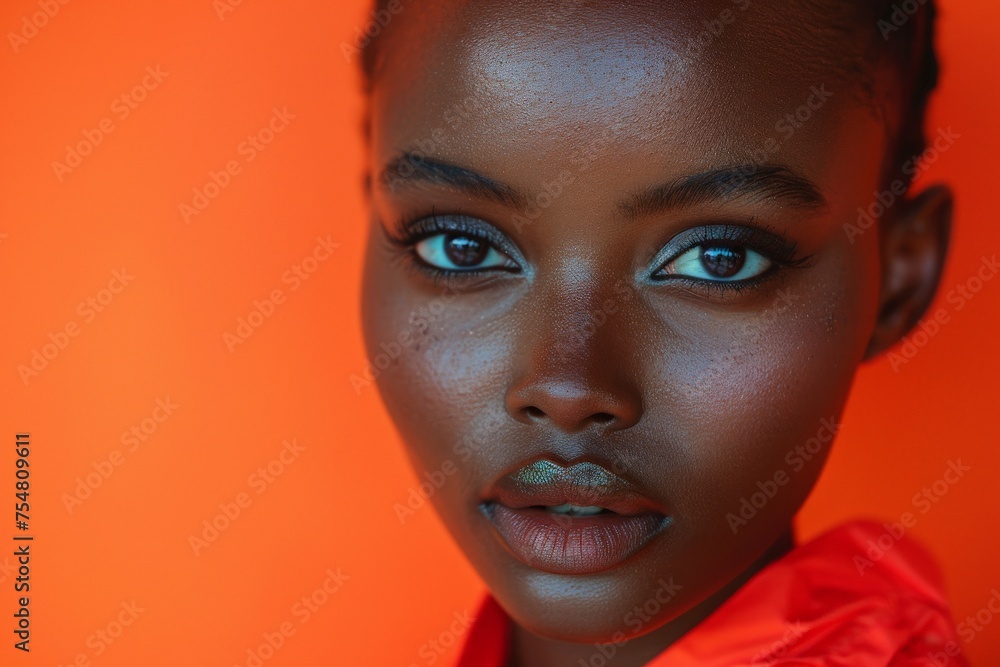 Close-Up of Woman With Blue Eyes. Generative AI Close-Up of Woman With Blue Eyes. Generative AI