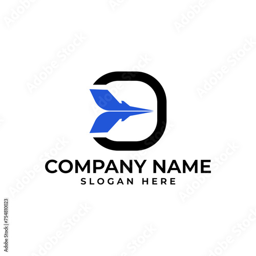 Plane take off with the rounded orbit and letter O for SEO and aviation in modern and sophisticated professional logo business