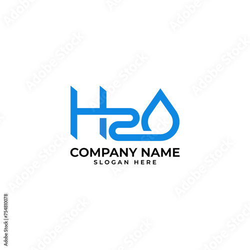 professional logo design in H2O logo with technology inspired style in modern and geometric shape with the water drop and the fading gradient to signify monitor and hydration