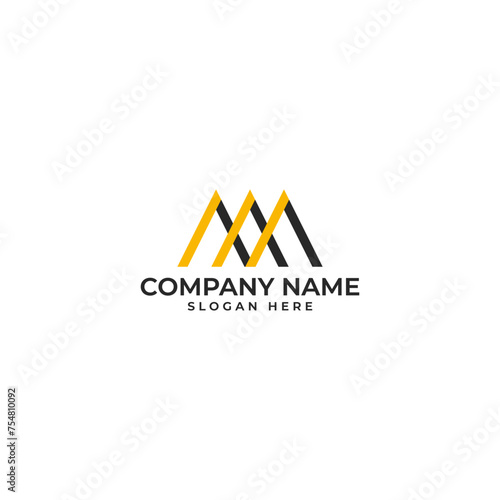 Professional real estate business logo design branding in abstract rooftop and mountain in the shape letter M with modern sophisticated and minimalist logo style photo