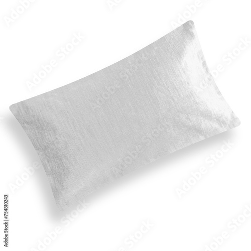 An unique concept of white pillow isolated on plain background , very suitable to use in mostly decoration project.