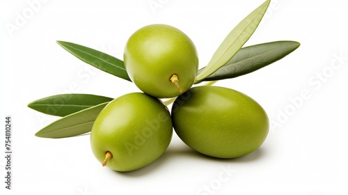 Wallpaper Mural Two green olives with leaves are isolated on a white background in this depiction. Torontodigital.ca